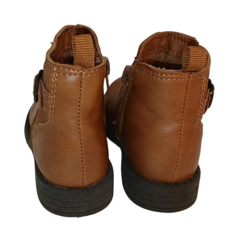 Carter's Toddler Girls Brown Ankle Boots with Heart Buckles - Size 8T